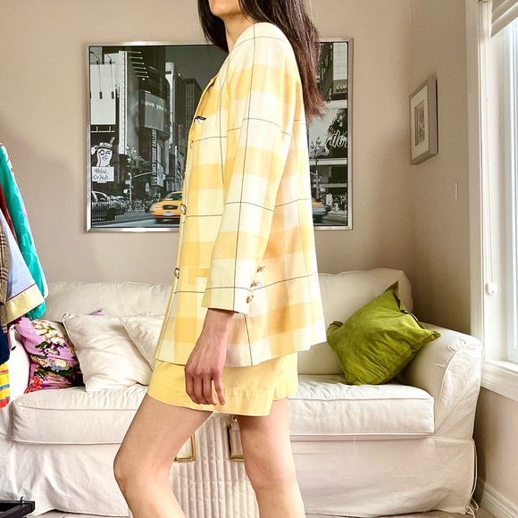 Vintage check blazer with faux pearl and gold buttons - Picture 5 of 15